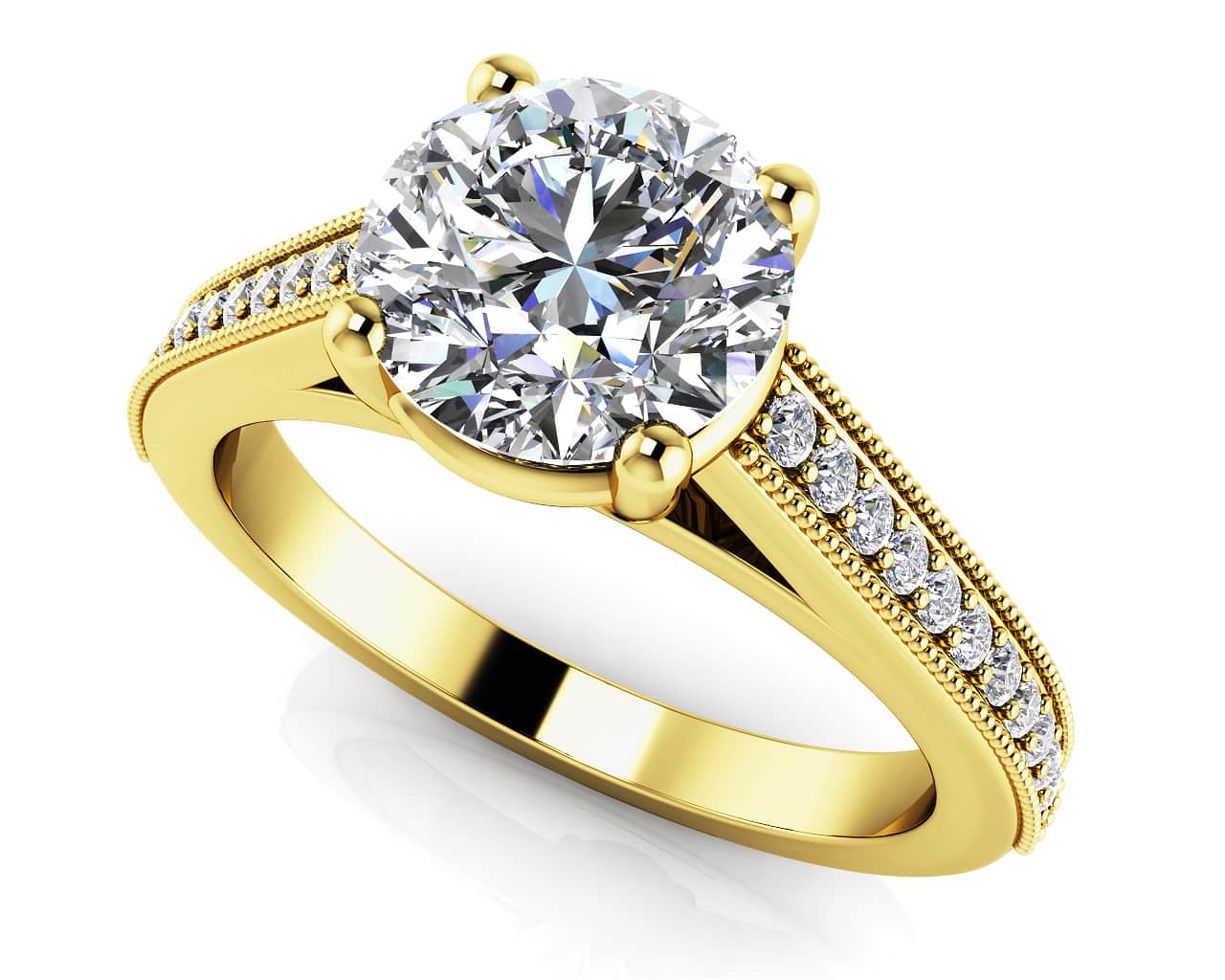 Milgrain Detailed Diamond Engagement Ring with 1.65 ct. (1.50 ct. center diamond) - Image 2