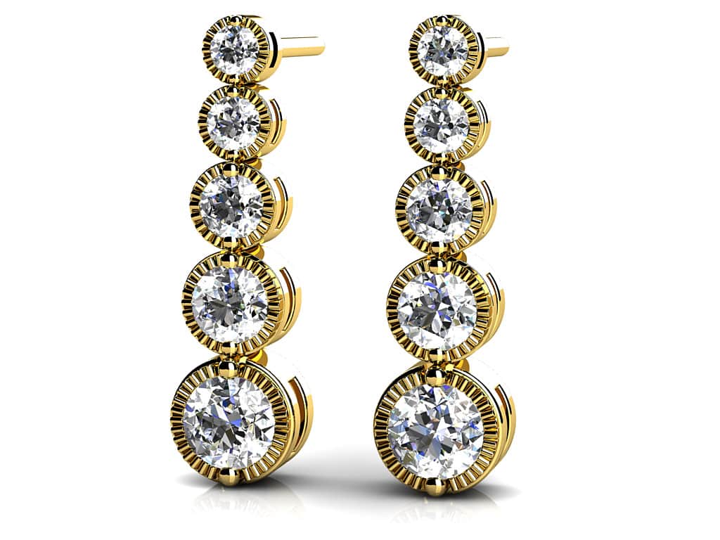 Milgrain Edge Diamond Journey Diamond Earrings with 1.47 ct.(finished) - Image 2
