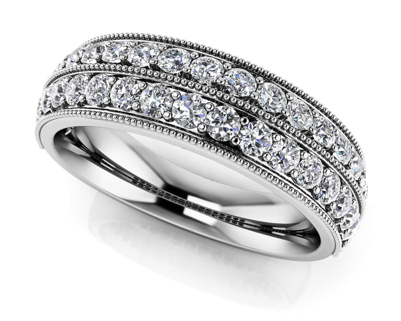 Milgrain Edge Double Row Lab-Grown Diamond Ring with 0.75 ct.(finished) 1.7mm