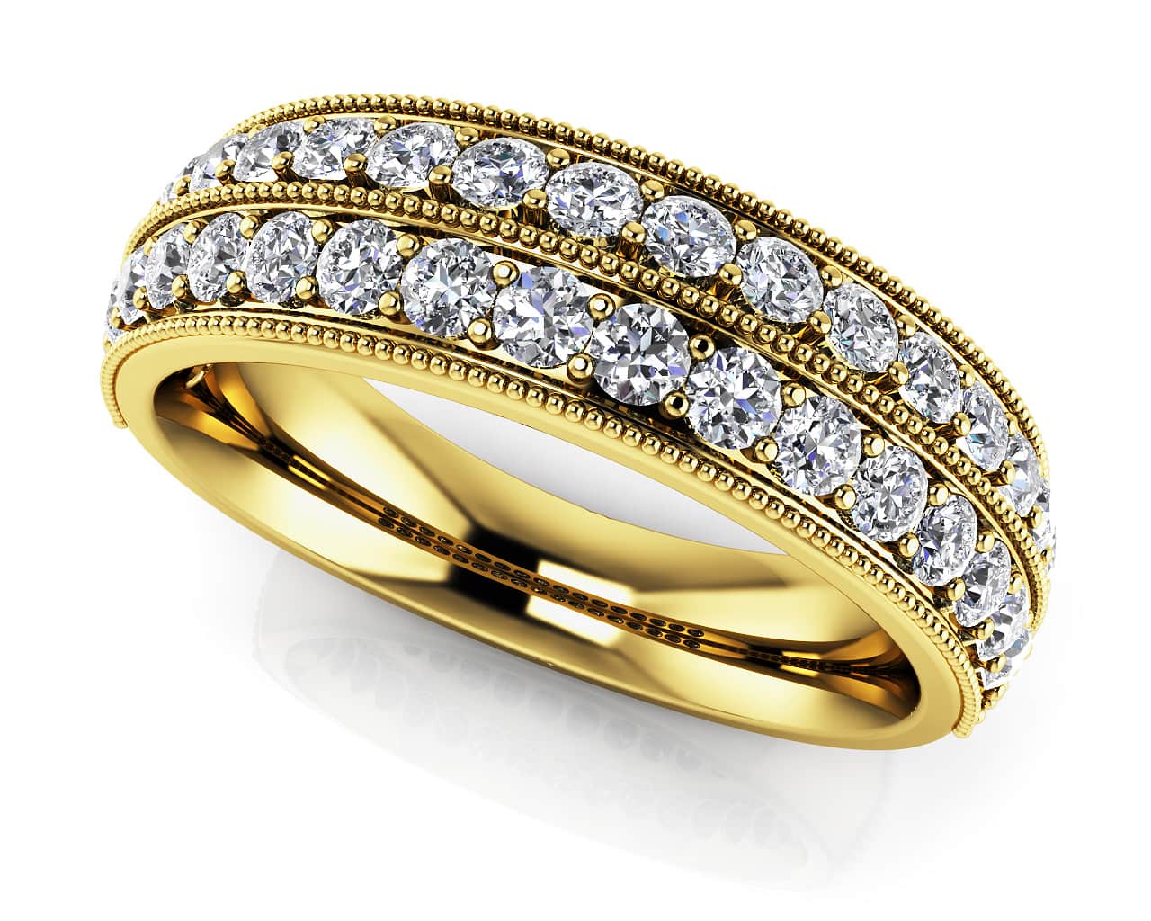 Milgrain Edge Double Row Lab-Grown Diamond Ring with 0.75 ct.(finished) 1.7mm - Image 2