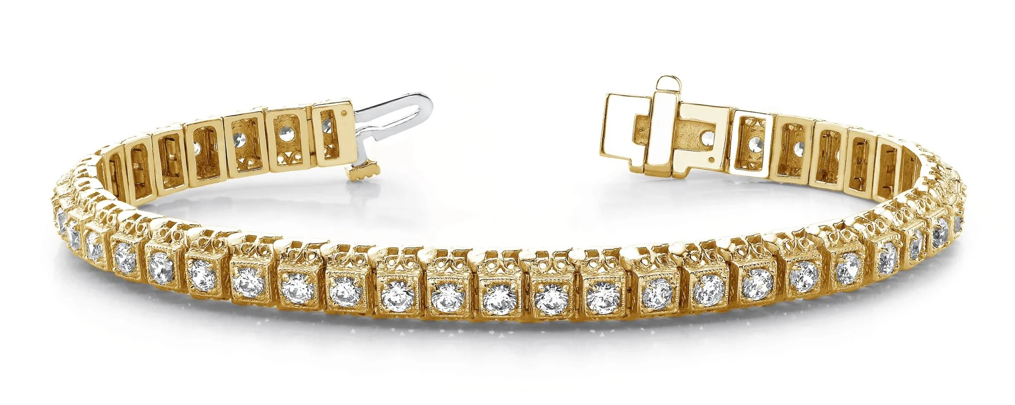 Milgrain Square Link Diamond Bracelet with 1.30 ct.(finished) 1.75mm - Image 4
