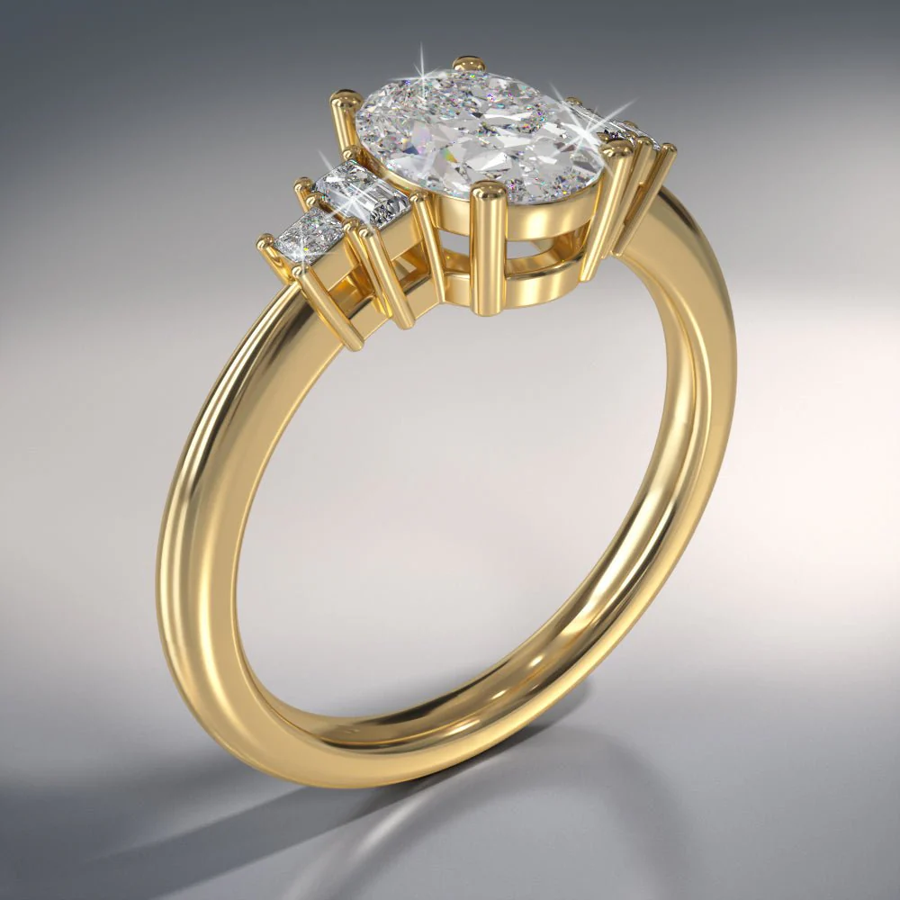 Mixed Shapes Five Stone Diamond Engagement Ring with 1.77 ct. (1.60 ct. center diamond) - Image 4