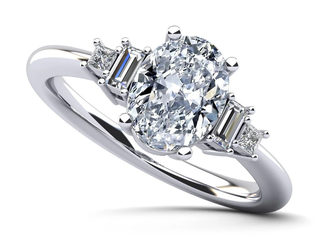 Mixed Shapes Five Stone Lab-Grown Diamond Engagement Ring with 1.17 ct. (1.00 ct. center diamond)