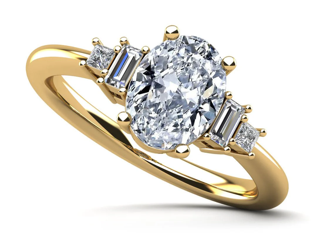 Mixed Shapes Five Stone Lab-Grown Diamond Engagement Ring with 1.17 ct. (1.00 ct. center diamond) - Image 2