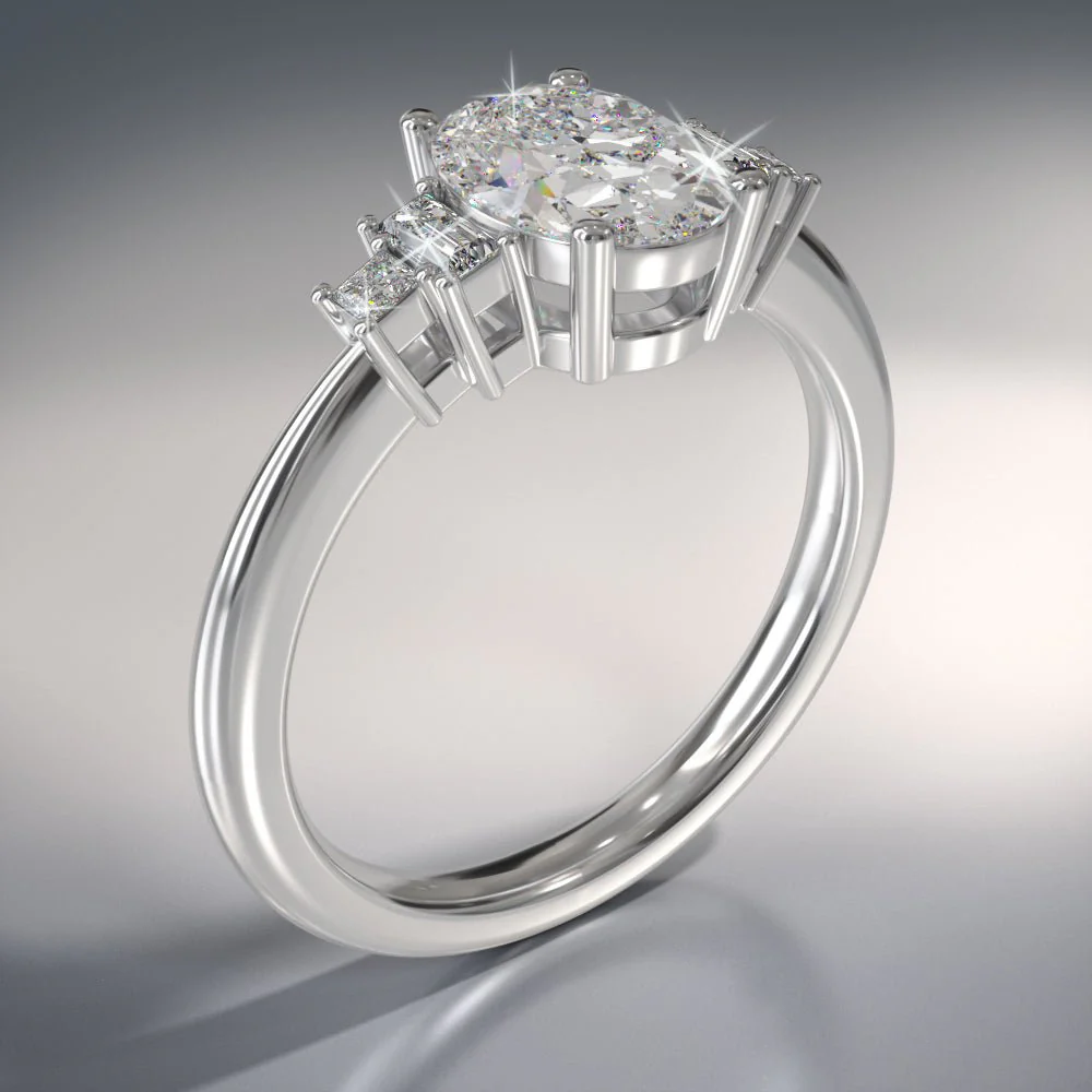 Mixed Shapes Five Stone Lab-Grown Diamond Engagement Ring with 1.17 ct. (1.00 ct. center diamond) - Image 3