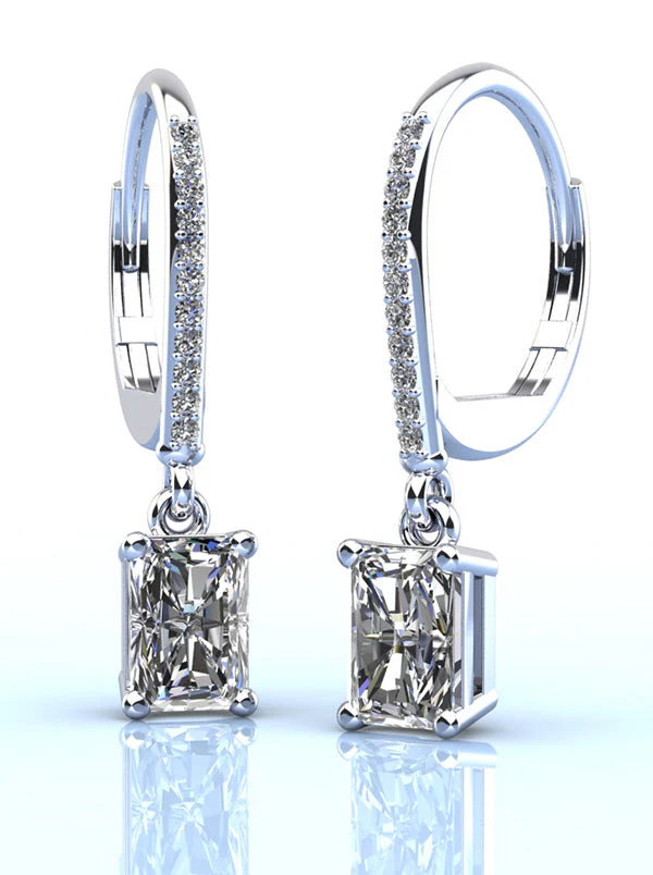 Modern Chic Emerald Cut Drop Diamond Earrings with 2.11 ct.(finished) 7x5mm, 1mm - Image 3