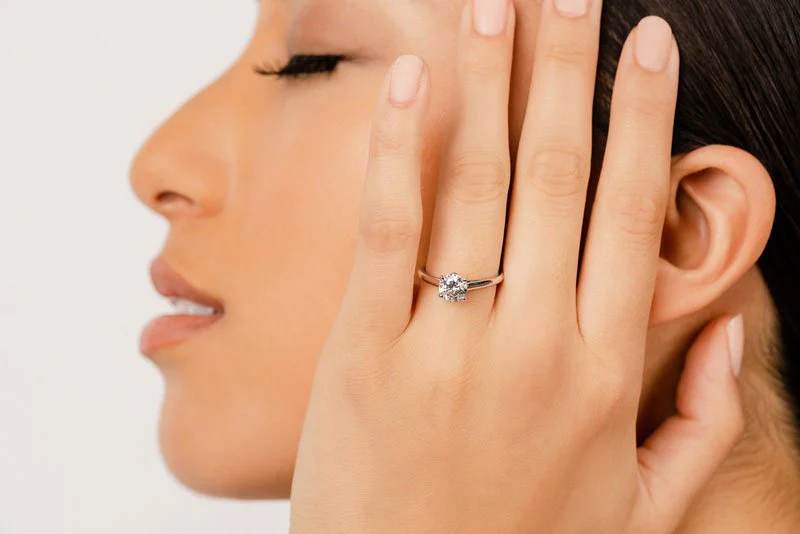 Modern Classic Round Diamond Wedding Ring Lab-Grown Diamond with 0.50 ct. (0.50 ct. center diamond) - Image 4