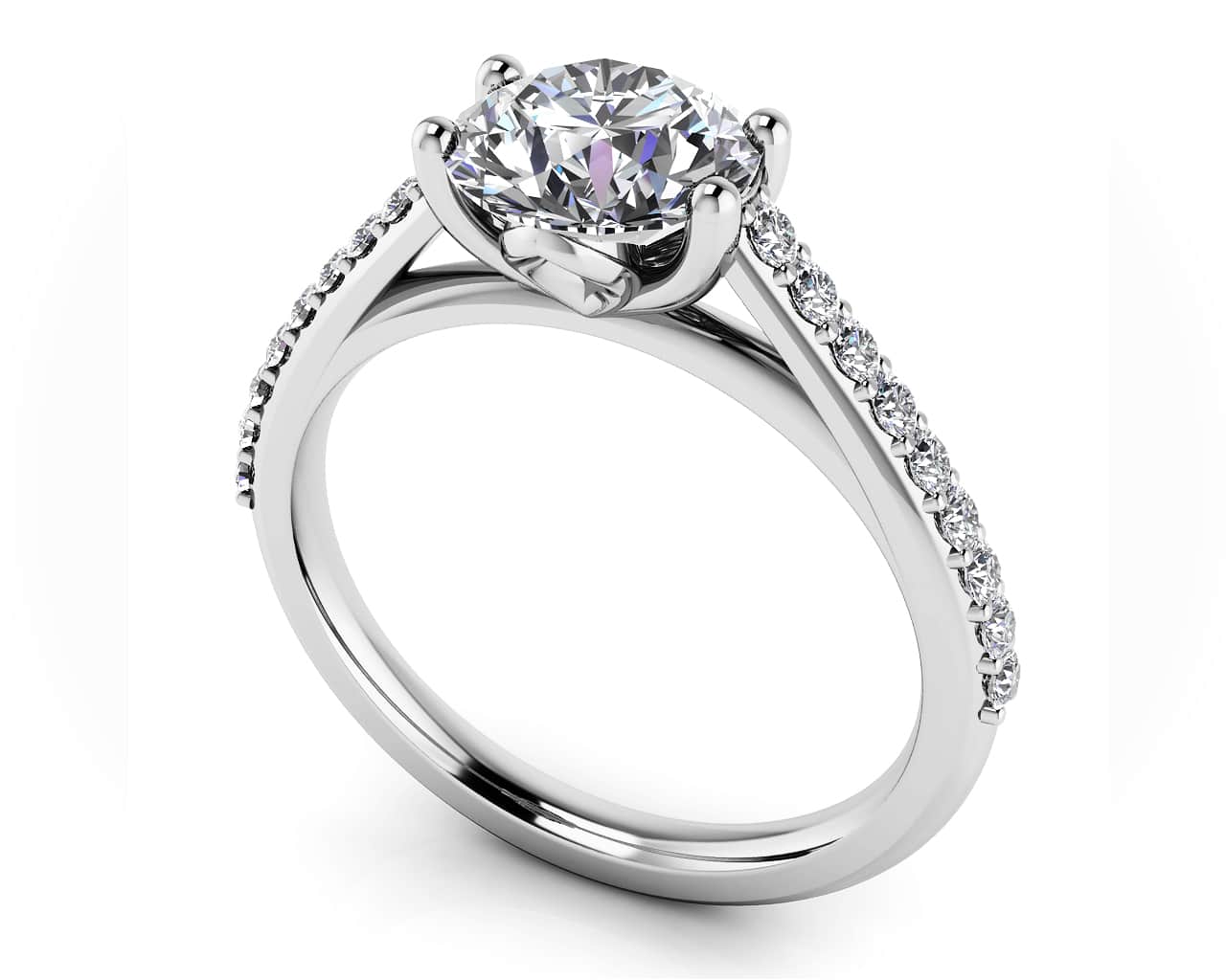 Modern Round Lab-Grown Diamond Engagement Ring with 0.73 ct. (0.50 ct. center diamond)