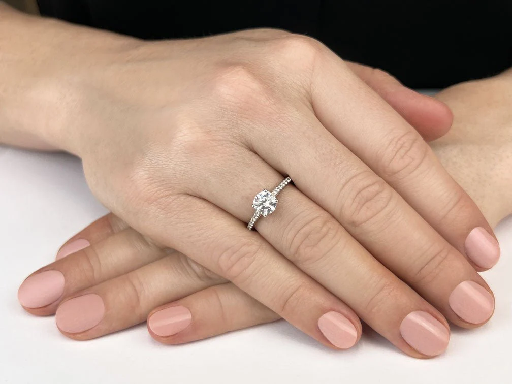 Modern Round Lab-Grown Diamond Engagement Ring with 1.23 ct. (1.00 ct. center diamond) - Image 3