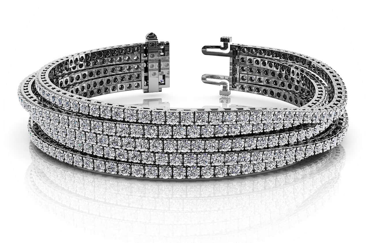 Multi Strand Flexible Diamond Tennis Diamond Bracelet with 16.50 ct.(finished) 2.5mm - Image 4