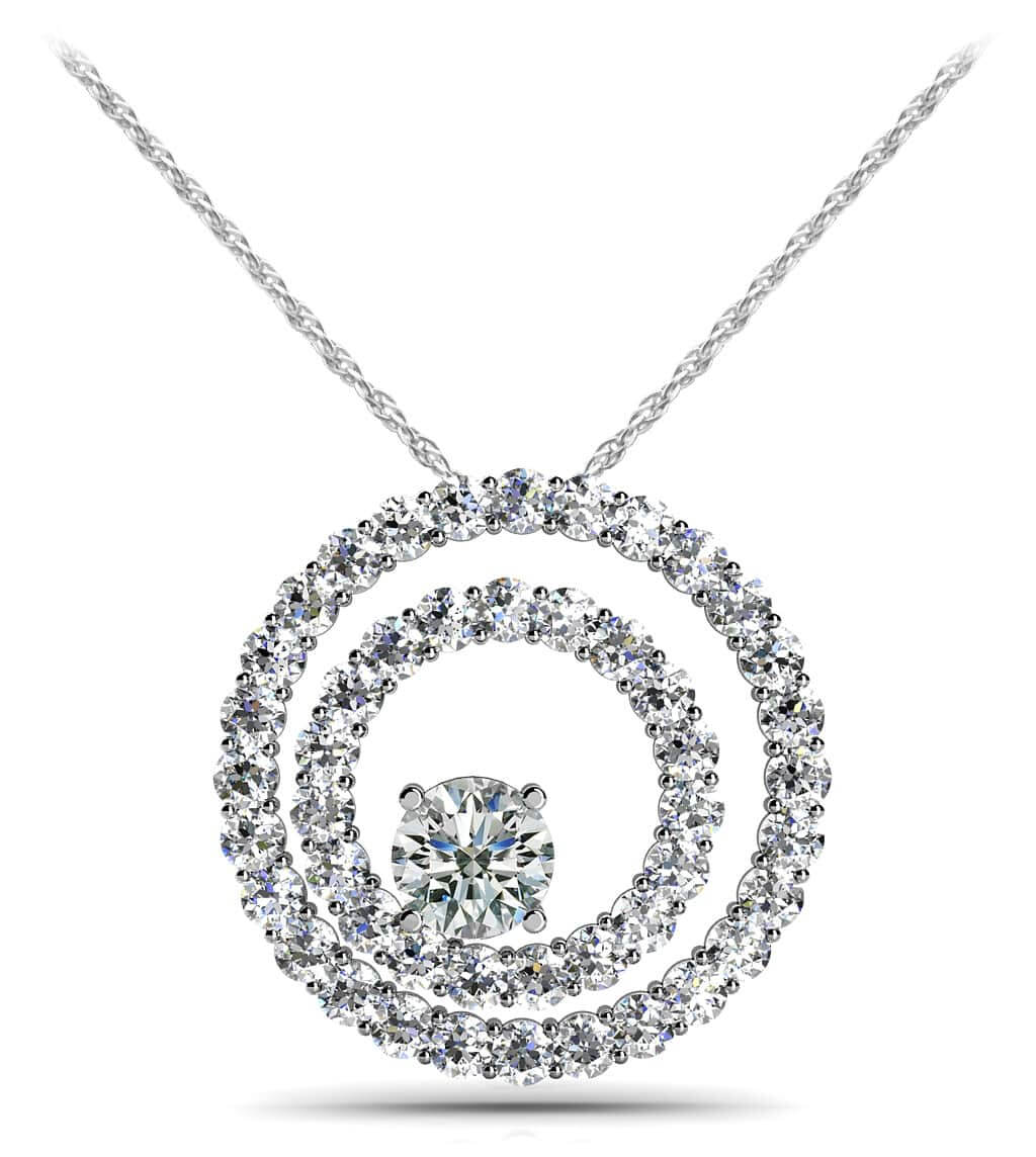 Off Center Diamond Circle Lab-Grown Diamond Pendant with 1.56 ct.(finished) 1.7mm, 4.5mm
