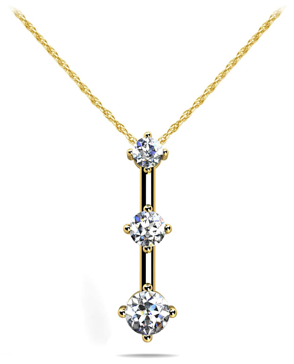 Offset 3 Stone Diamond Pendant with 0.27 ct.(finished) 2.2mm, 2.8mm, 3.4mm - Image 2