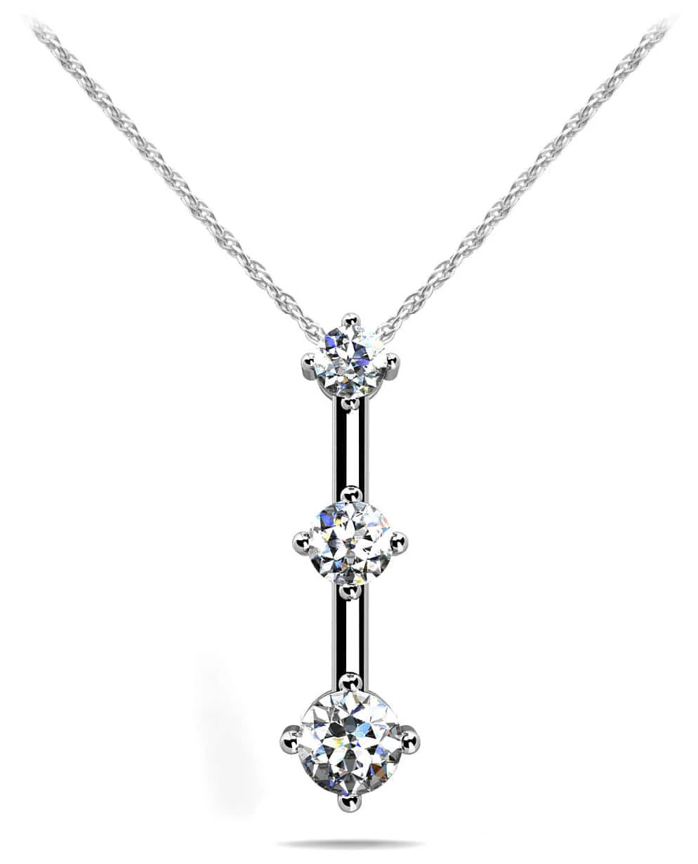 Offset 3 Stone Diamond Pendant In Lab-Grown Diamond with 0.27 ct.(finished) 2.2mm, 2.8mm, 3.4mm