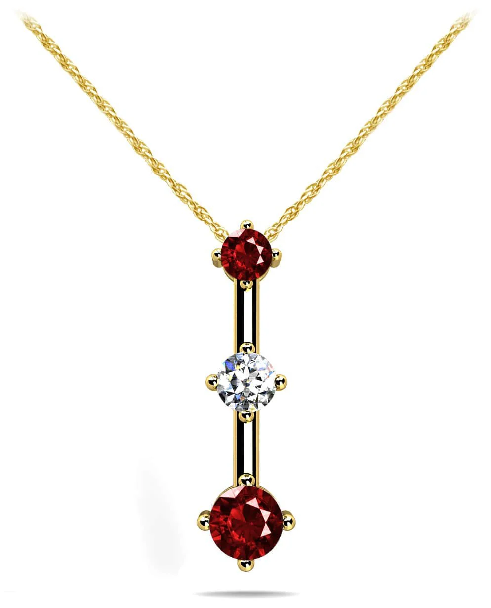 Offset Four Prong Triple Stone Lab-Grown Diamond Pendant with 0.38 ct.(finished) 2.5mm, 3.1mm, 3.7mm Emerald - Image 2