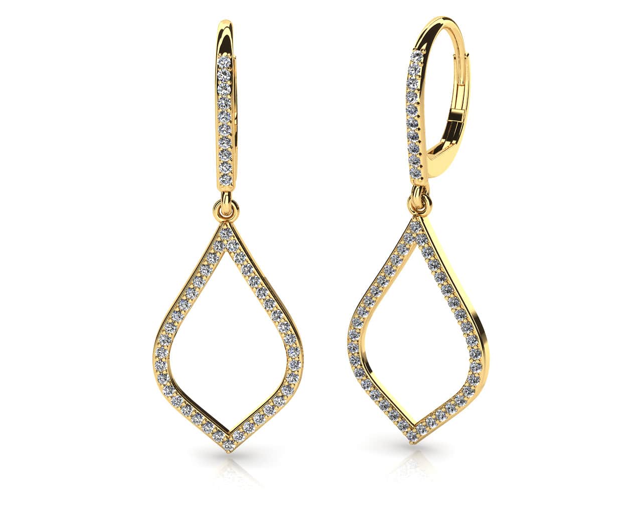 Open Leaf Diamond Drop Lab-Grown Diamond Earrings with 0.67 ct.(finished) 1mm - Image 2