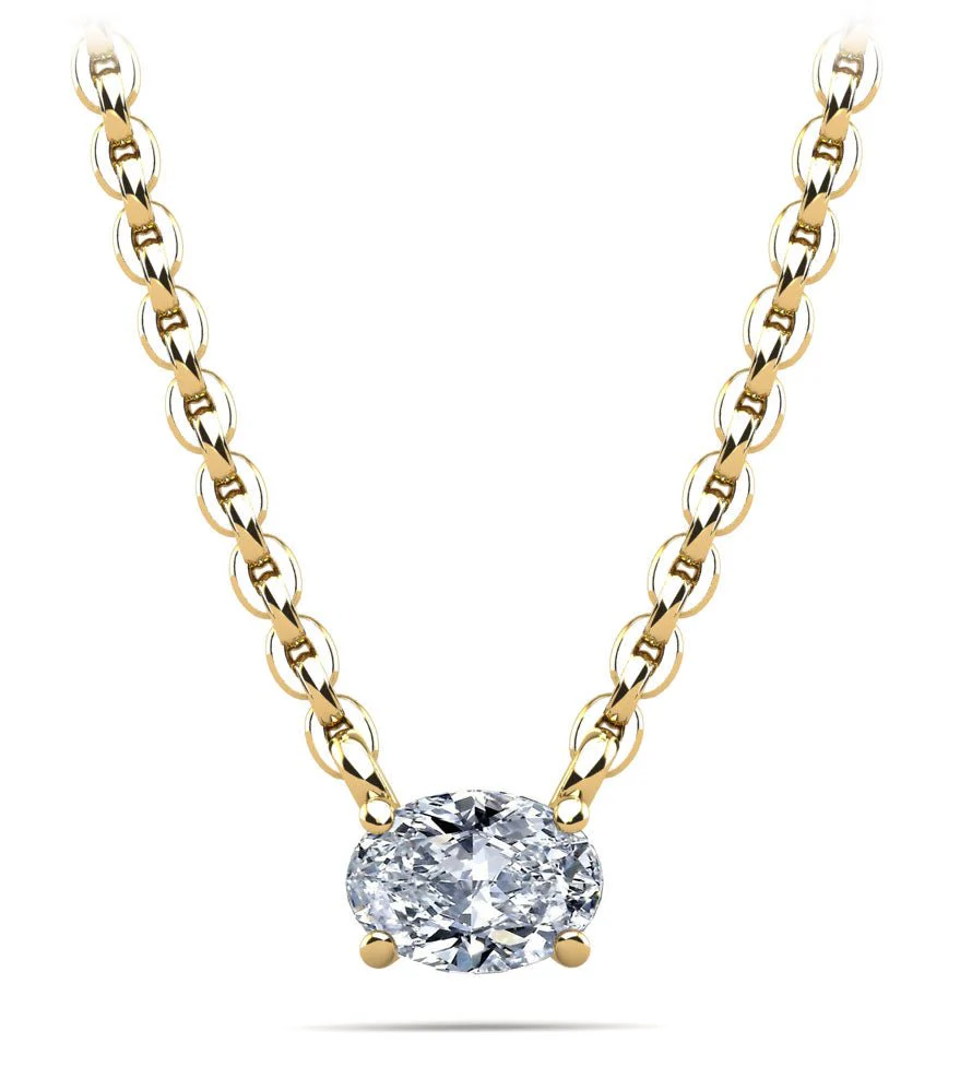 Oval Cut Horizontal Diamond Solitaire Diamond Pendant with 1.00 ct.(finished) 7x5mm - Image 2