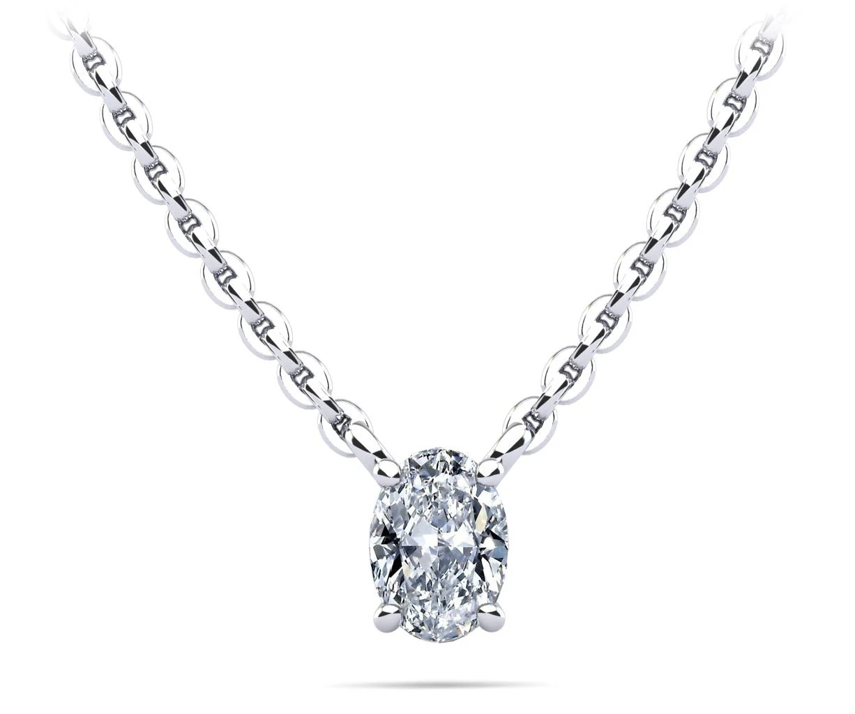Oval Cut Vertical Diamond Solitaire Diamond Pendant with 1.00 ct.(finished) 7x5mm