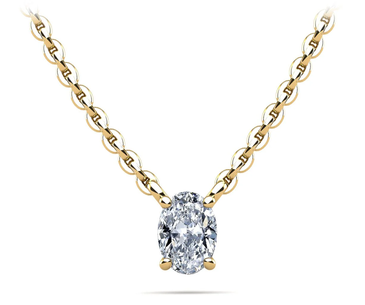 Oval Cut Vertical Diamond Solitaire Diamond Pendant with 1.60 ct.(finished) 8x6mm - Image 2
