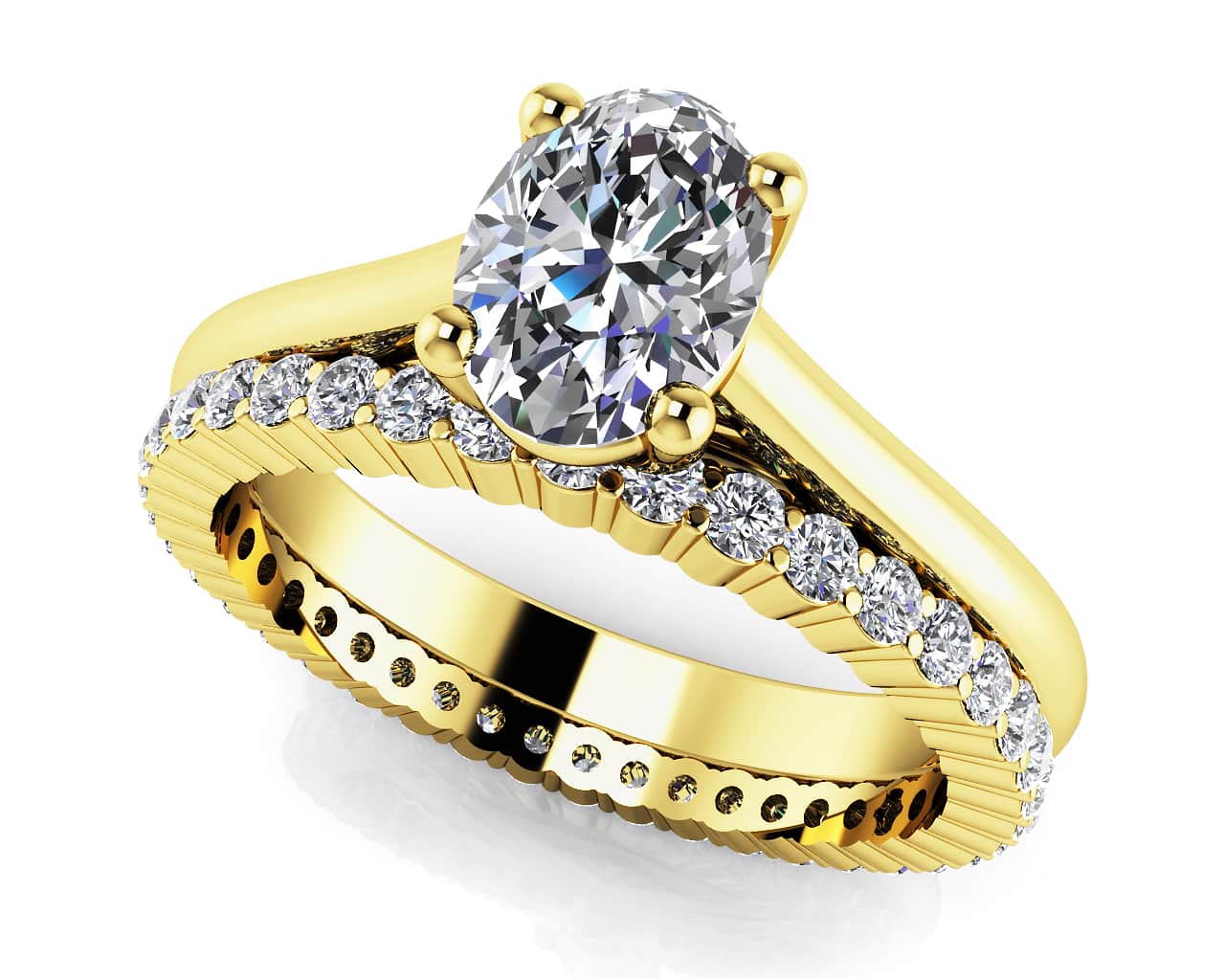 Oval Diamond Cathedral Solitaire And Eternity Set Diamond with 1.52 ct. (1.00 ct. center diamond) - Image 2