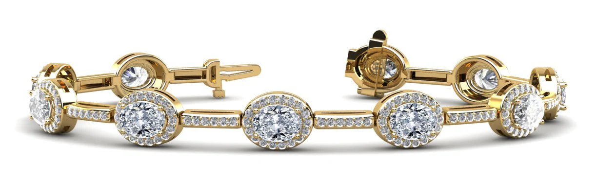 Oval Halo Diamond Bracelet with 11.92 ct.(finished) 7x5mm, 1.2mm - Image 2