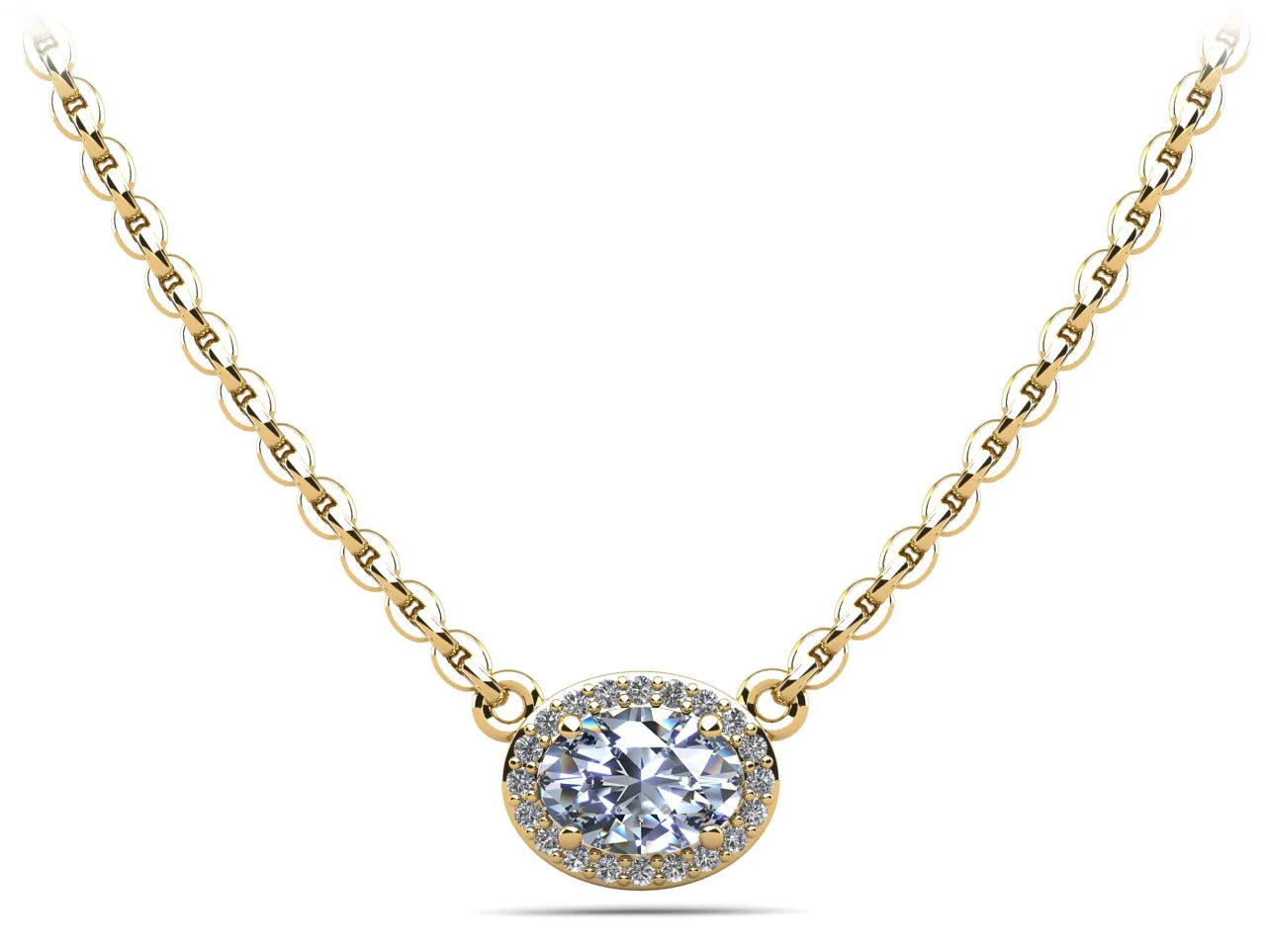 Oval Halo Diamond Pendant with 0.69 ct. (0.60 ct. center diamond) - Image 2