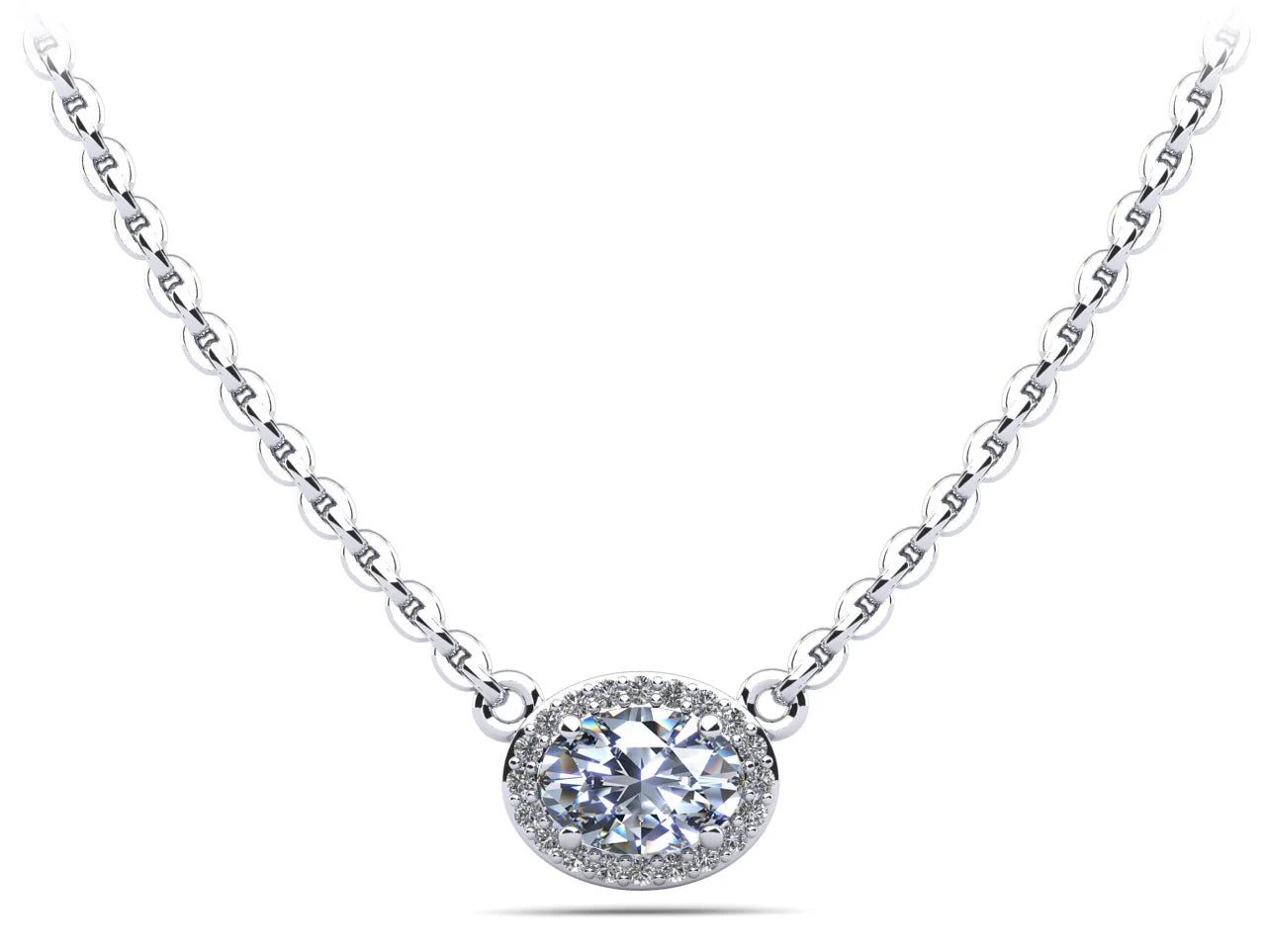 Oval Halo Diamond Pendant with 1.10 ct. (1.00 ct. center diamond)