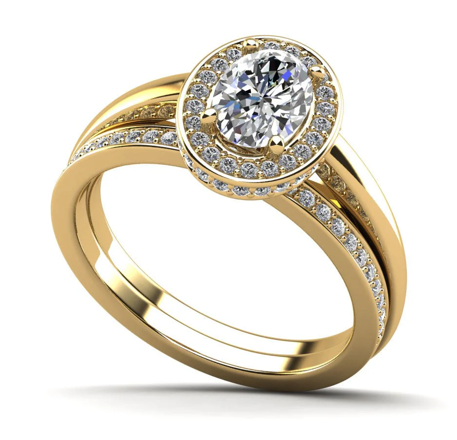 Oval Halo Matching Lab-Grown Diamond Bridal Set with 1.39 ct. (1.00 ct. center diamond) - Image 2