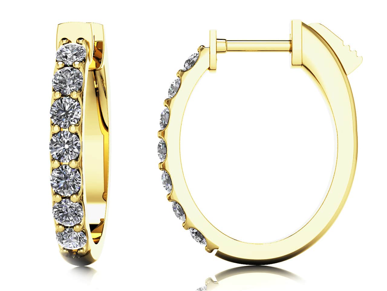 Oval Shaped Diamond Hoop Earrings with 0.53 ct.(finished) 2mm - Image 2