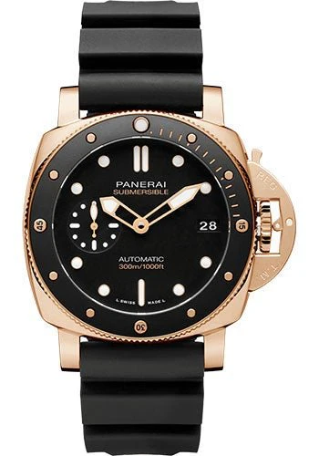 Pre-owned Panerai Submersible Goldtech™ - 42mm - Polished Goldtech - Sun-Brushed Black Dial Dial - PAM01164