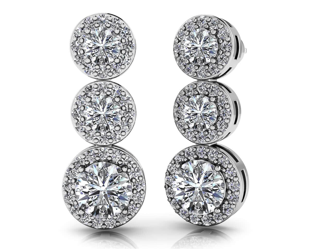 Past Present Always Lab-Grown Diamond Earrings with 2.83 ct.(finished) 1.1mm, 3.7mm, 5.7mm