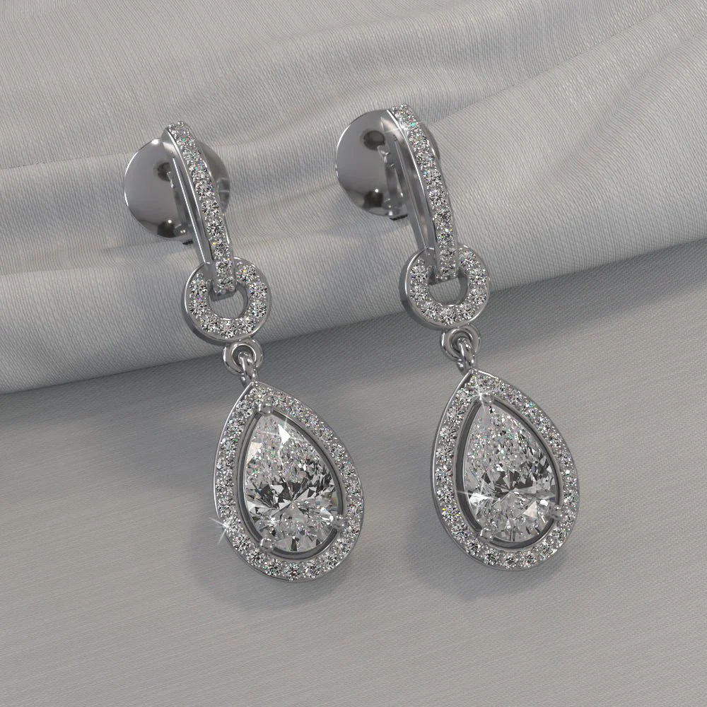 Pear Drop Dangle  Lab-Grown Diamond Earrings with 3.46 ct.(finished) 10x6.5mm, 1mm - Image 3