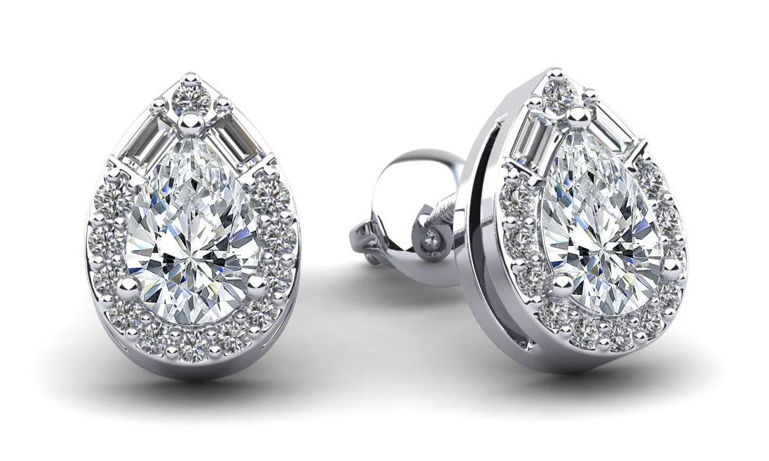 Pear Shape Diamond Dreams Stud Diamond Earrings with 0.79 ct.(finished)