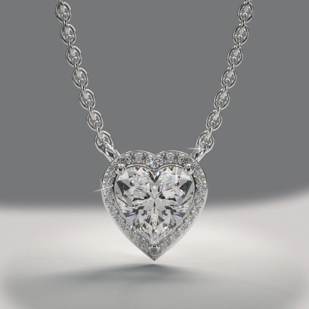 Perfect Heart Halo Lab-Grown Diamond Pendant with 0.59 ct. (0.50 ct. center diamond) - Image 3