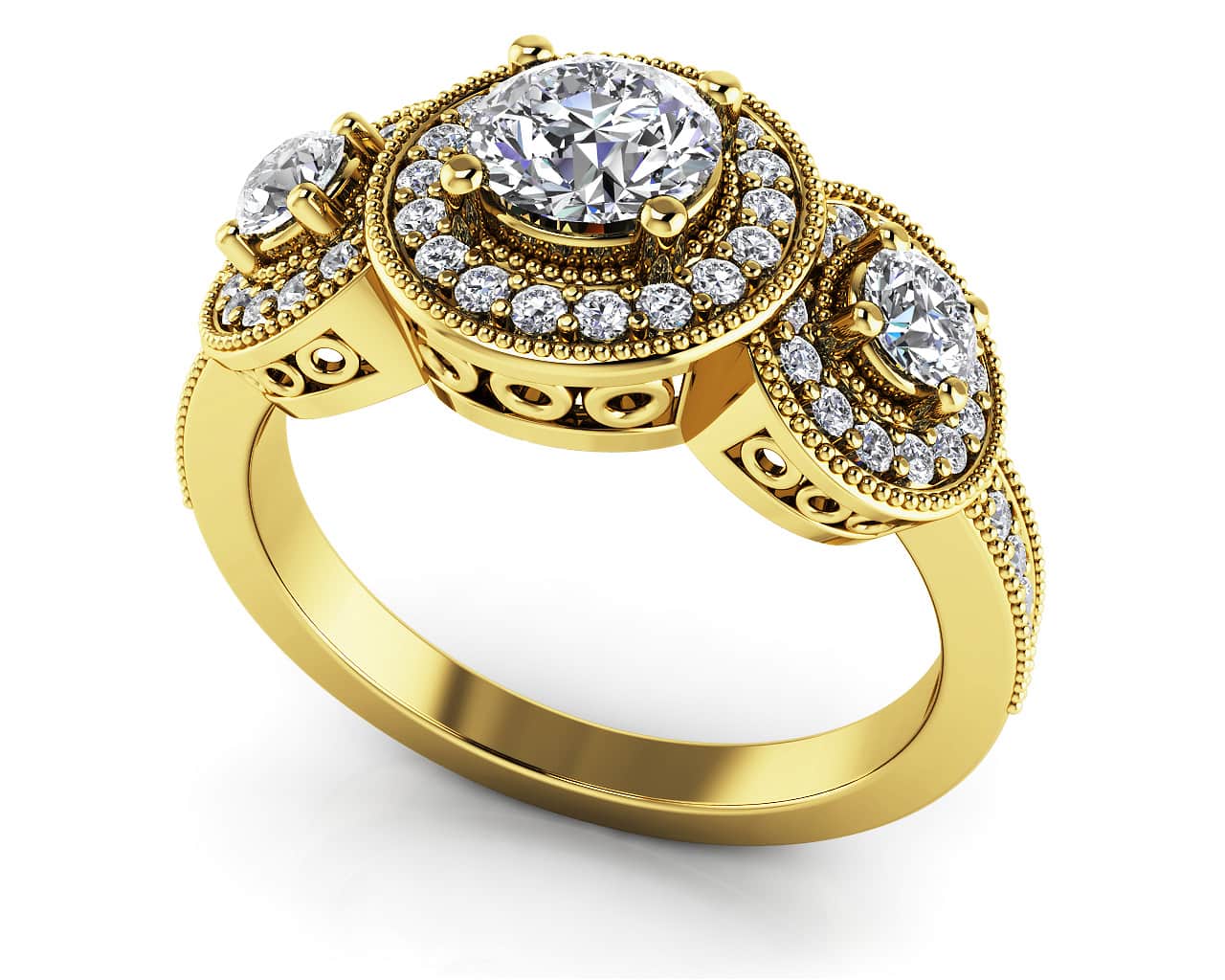 Perfect Three Diamond Anniversary Band Diamond with 1.00 ct. (0.50 ct. center diamond) - Image 2