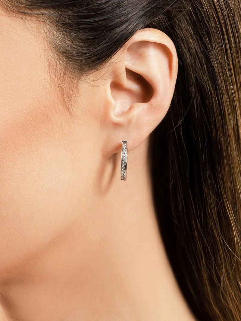 Petit Prong Set Diamond Lined Hoops Diamond with 1.12 ct.(finished) 2mm - Image 3
