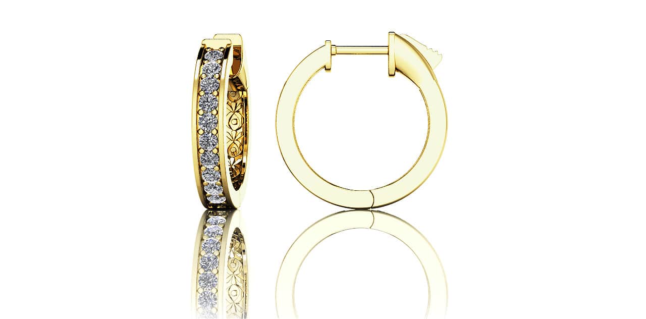 Petit Shared Prong Single Row Diamond Hoops Diamond with 0.30 ct.(finished) 1.3mm - Image 2