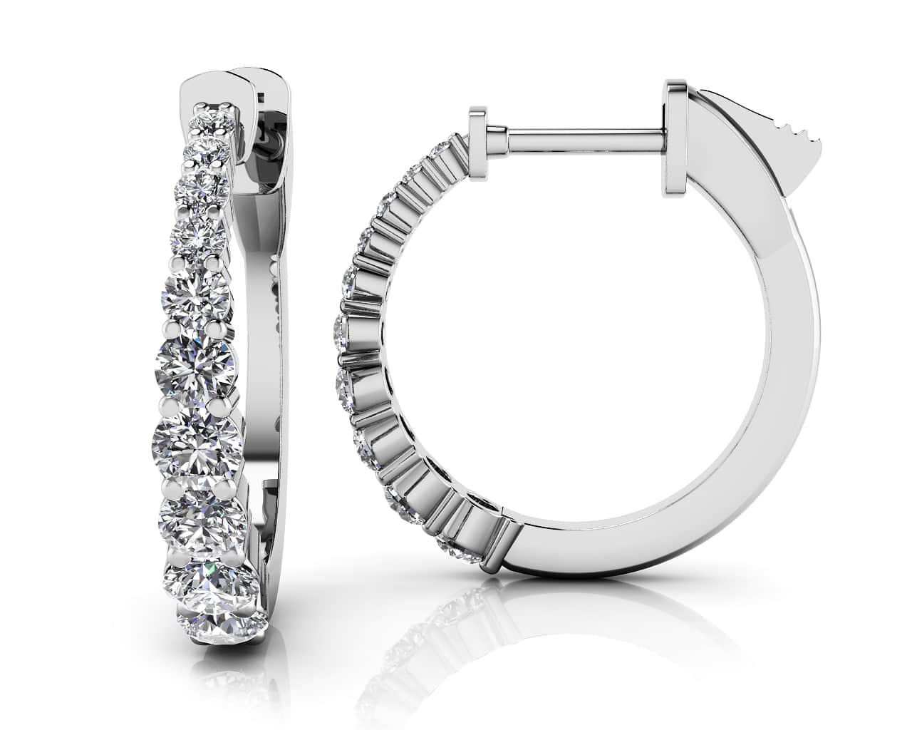 Petite Tapered Diamond Hoop Earrings with 0.71 ct.(finished)