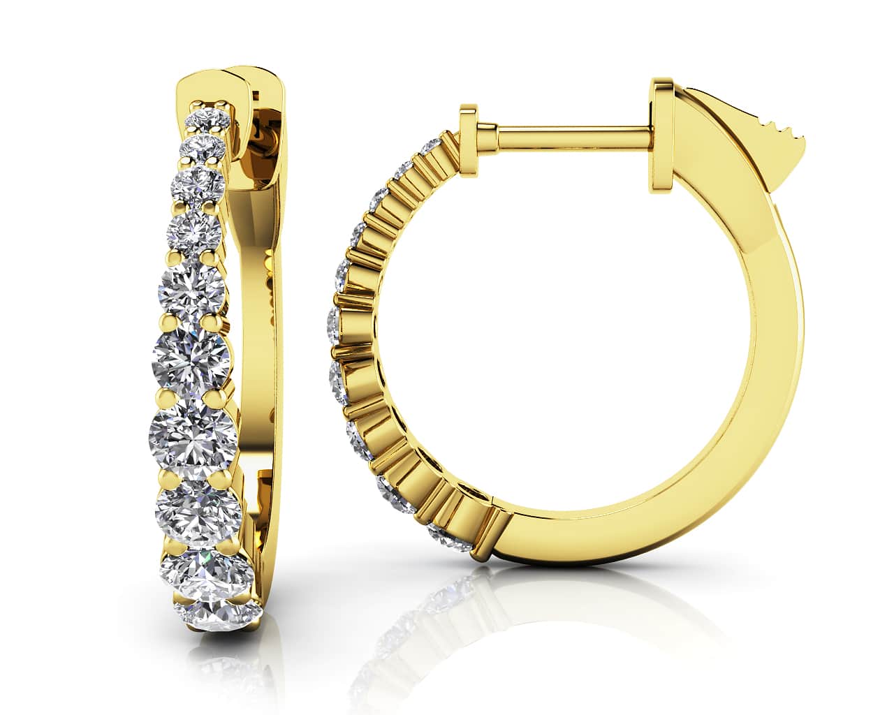Petite Tapered Diamond Hoop Earrings with 0.71 ct.(finished) - Image 2