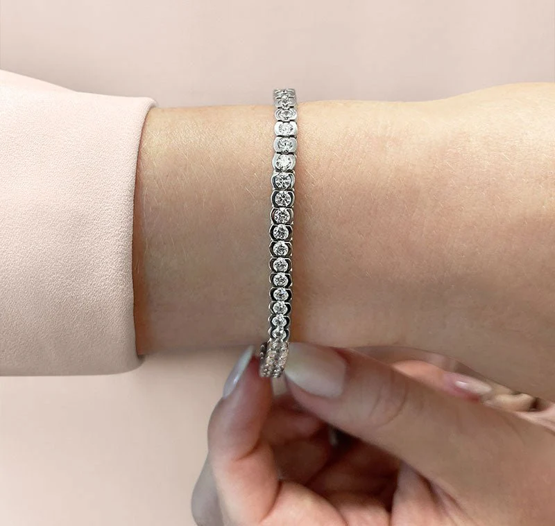 Pillow Bezel Set Diamond  Tennis Bracelet with 10.50 ct.(finished) 4.0mm - Image 3