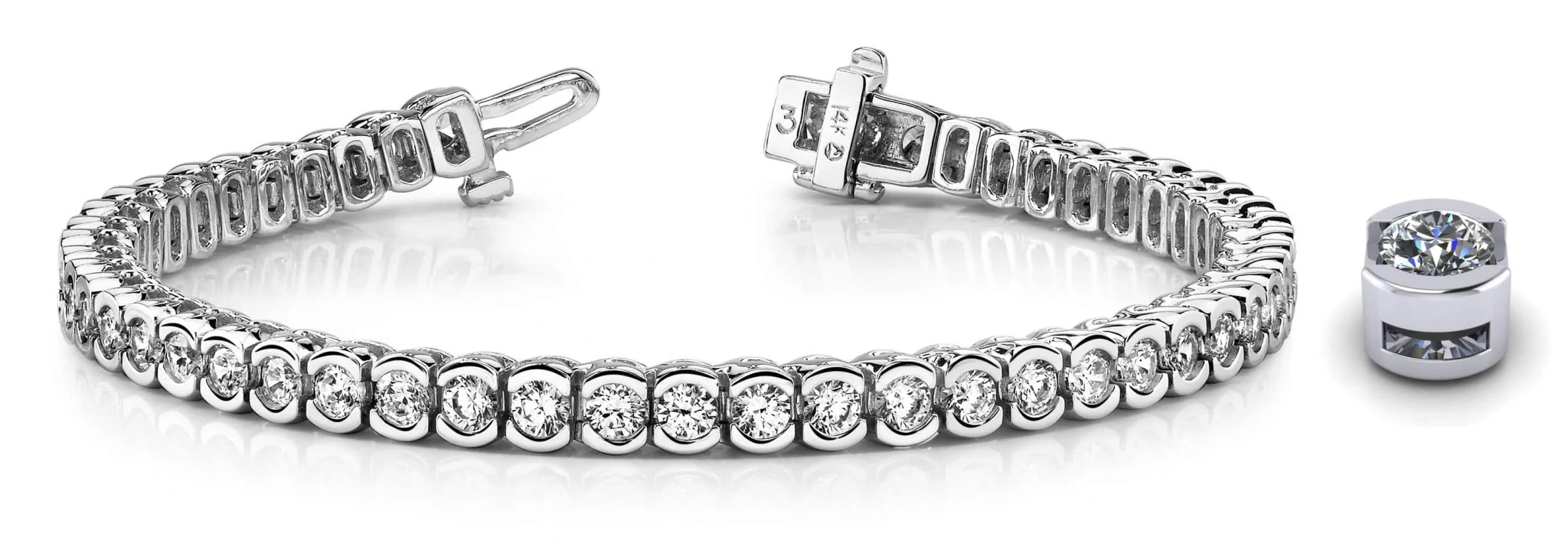 Pillow Bezel Set Diamond Tennis Bracelet with 12.60 ct.(finished) 4.5mm - Image 5