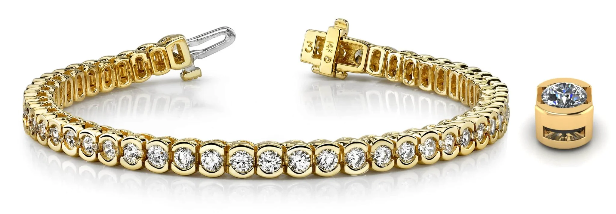 Pillow Bezel Set Diamond Tennis Bracelet with 4.99 ct.(finished) 2.75mm - Image 6