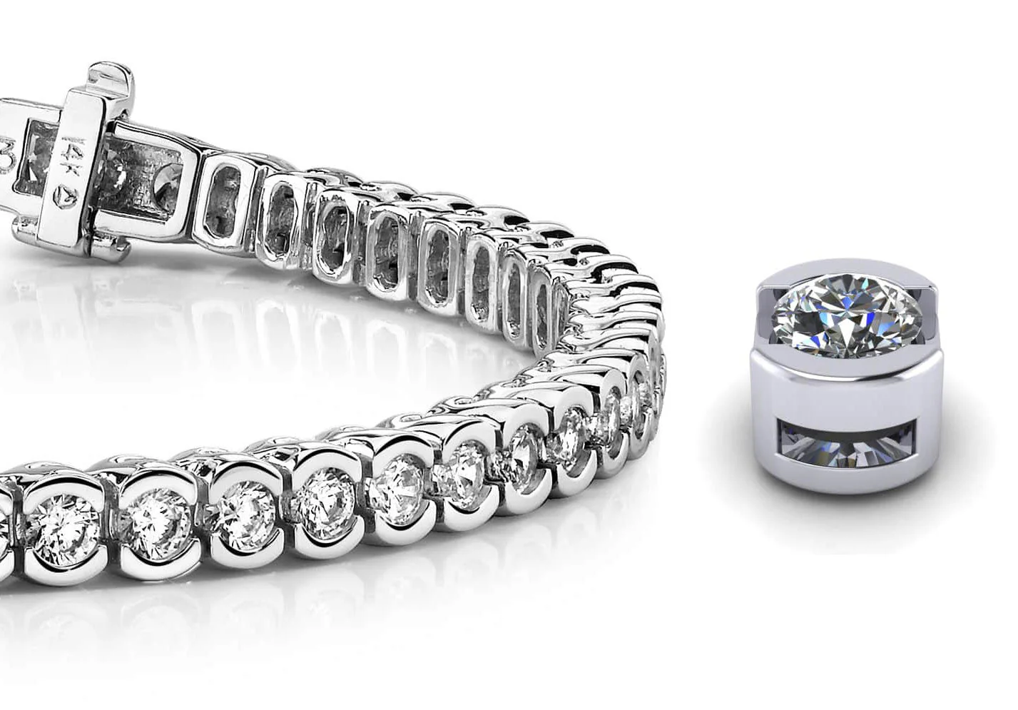 Pillow Bezel Set Lab-Grown Diamond Tennis Bracelet with 6.99 ct.(finished) 3.5mm