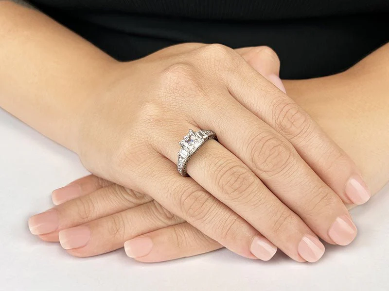 Princess And Baguette Diamond Engagement Ring with 3.01 ct. (2.00 ct. center diamond) - Image 3