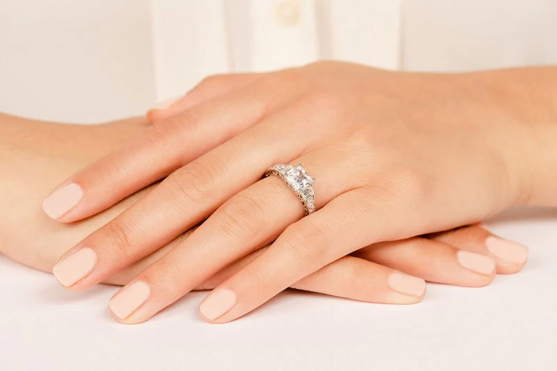 Princess And Baguette Lab-Grown Diamond Engagement Ring with 1.64 ct. (1.00 ct. center diamond) - Image 5