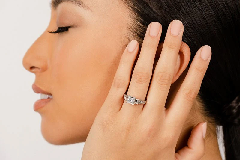 Princess And Baguette Lab-Grown Diamond Engagement Ring with 2.00 ct. (1.25 ct. center diamond) - Image 4