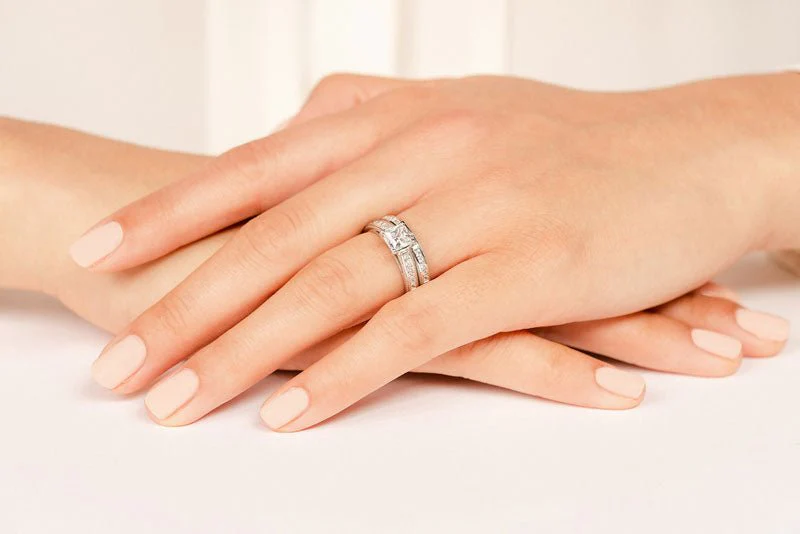 Princess Bride Bridal Set Diamond with 1.63 ct. (0.75 ct. center diamond) - Image 5