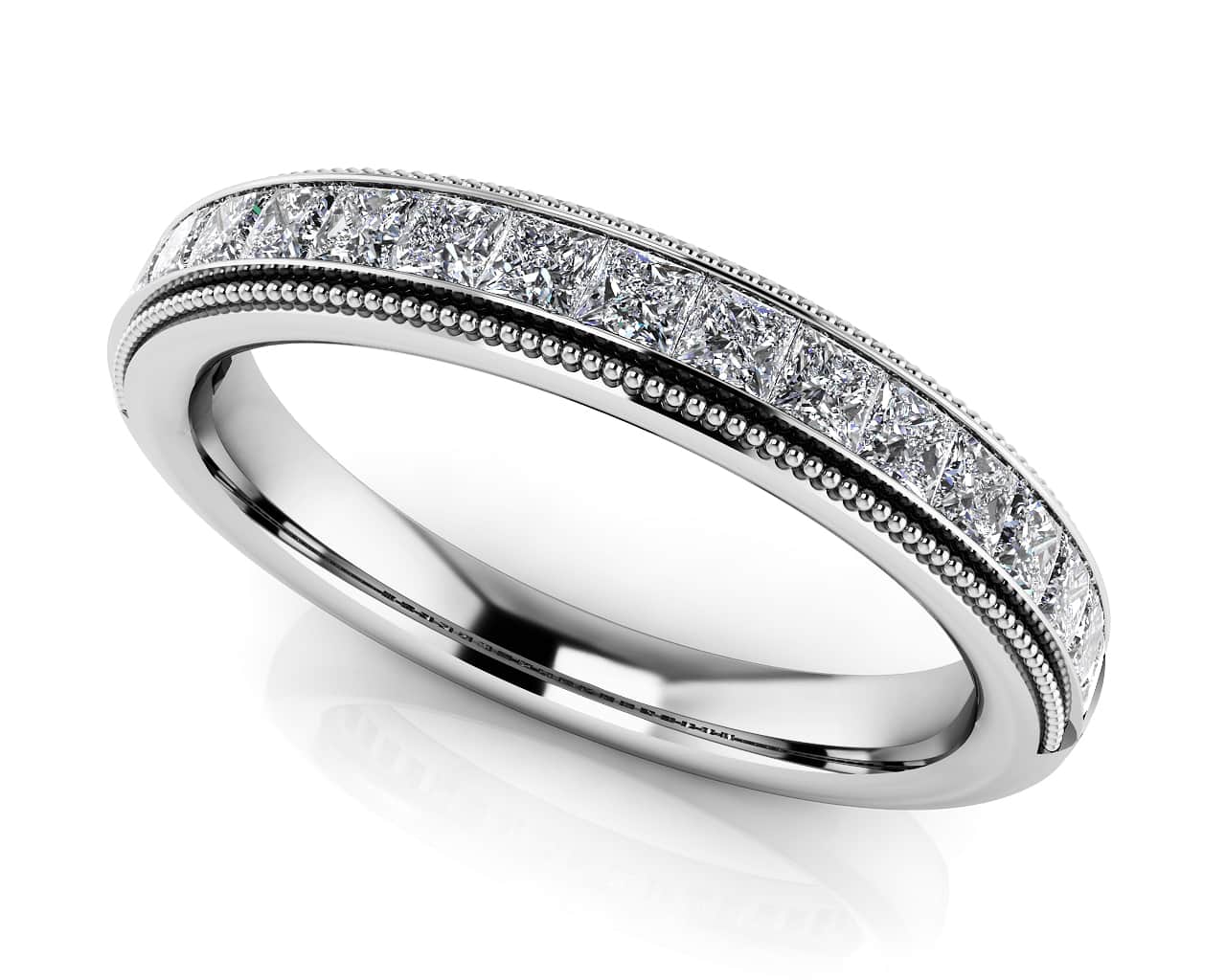 Princess Bride Milgrain Anniversary Band Diamond with 0.47 ct.(finished) 1.5mm
