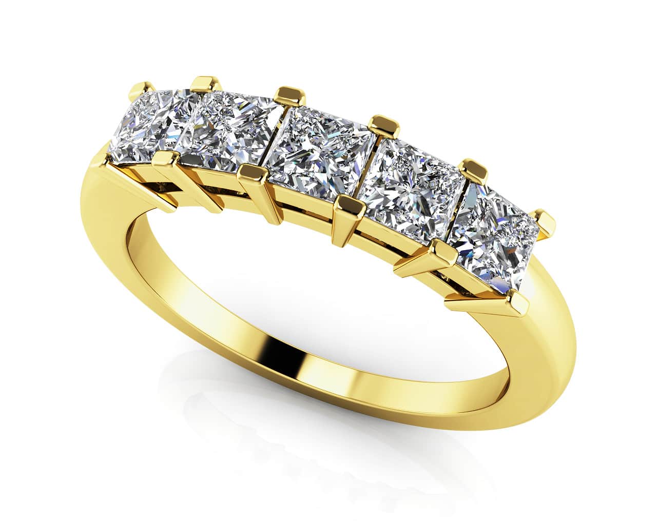 Princess Cut 5 Stone Anniversary Diamond Ring with 0.50 ct.(finished) 2.5mm - Image 2