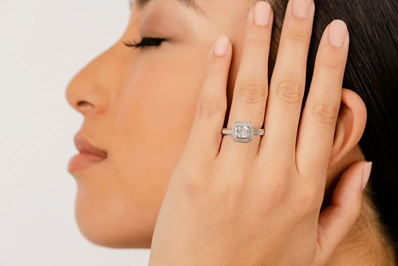 Princess Cut Diamond Double Frame Lab-Grown Diamond Engagement Ring with 1.60 ct. (0.50 ct. center diamond) - Image 4