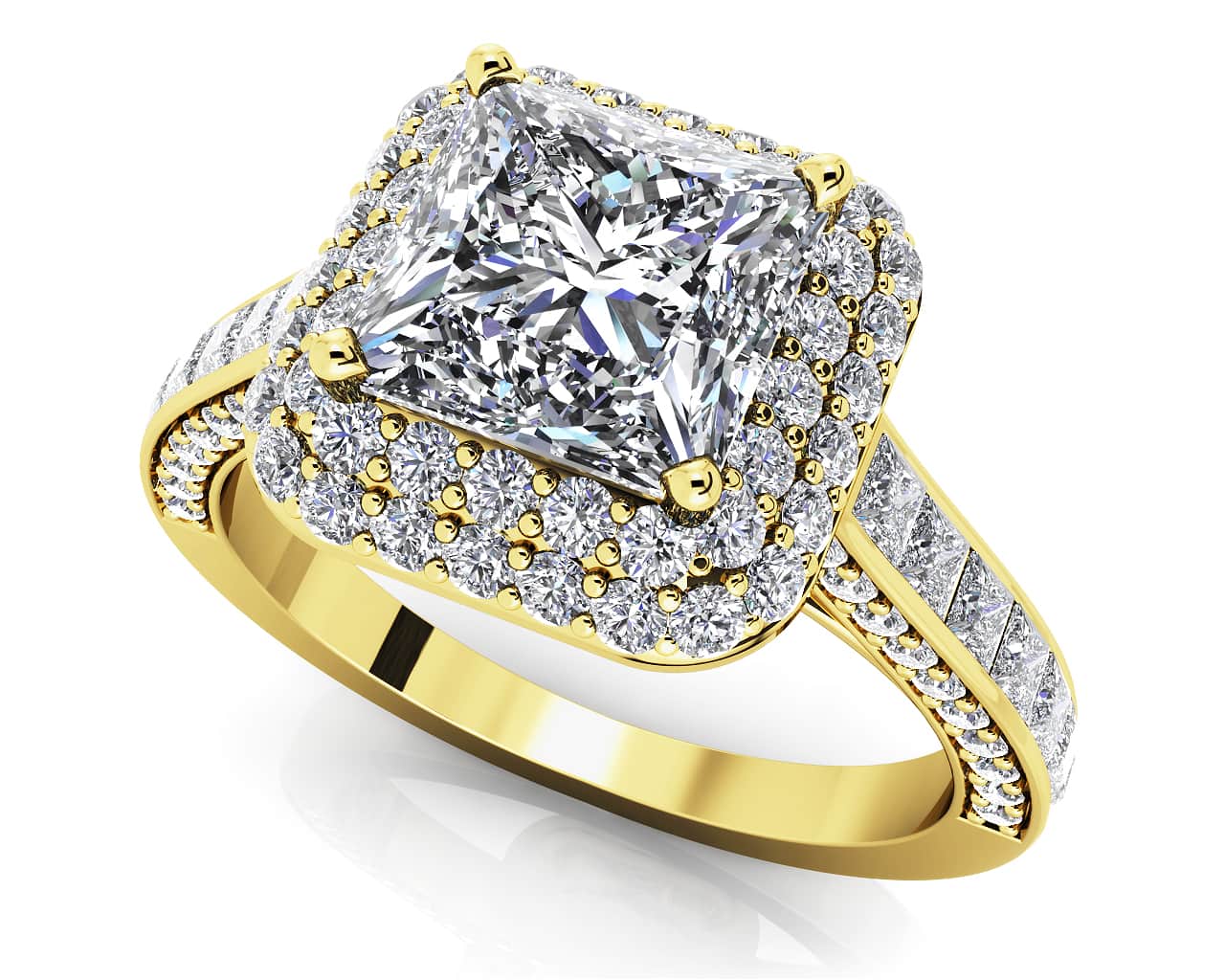Princess Cut Diamond Double Frame Lab-Grown Diamond Engagement Ring with 2.14 ct. (1.00 ct. center diamond) - Image 2